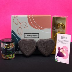 Cheerful Gift Box of Chocolates with Bookmark N Golden Rose to Hariyana