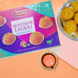 Festive Laddu With Diwali Diya to India