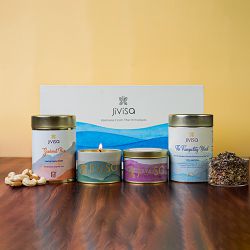 Tranquil Trio  Candles with Nuts N Tea to Muvattupuzha