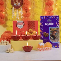 Sweet Delights N Elegant Diyas Combo