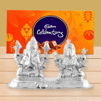 Silver Plated Ganesh Lakshmi with Cadburys Celebration to Mavelikara
