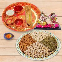 Diwali Puja Thali with Ganesh Lakshmi & Dry Fruits to Kanjikode