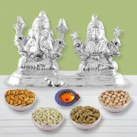 Silver Plated Diwali Hamper with Dry Fruits to Sivaganga