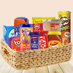 Exotic Food Basket Filled with Yummy Food Items to Palai