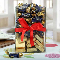 Heavenly Cadbury Eclairs n Handmade Chocolate in a Glass Jar Pack to Cooch Behar