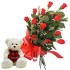 Breathtaking Red Roses Bunch with Teddy to Uthagamandalam