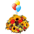 Radiant Mixed Flower Bouquet with Balloons to Tirur