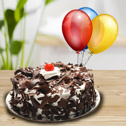 Sumptuous Black Forest Cake with Balloons to Uthagamandalam
