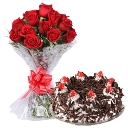 Red Rose N Black Forest Cake. to Marmagao