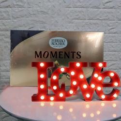Delightful V-day Gift of LOVE Lamp with Ferrero Rocher for Husband to Chittaurgarh