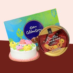 Delightful Combo of Cadbury Celebration with Cookies N Vanilla Cake to Alwaye