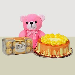 Yummy Butterscotch Cake N Chocolates with a Cute Teddy to Punalur