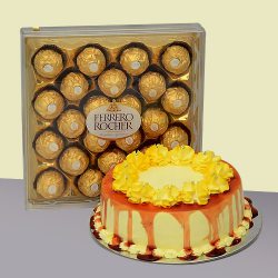 Blissful Treat of Ferrero Rocher Chocolates with Butter Scotch Cake to Rajamundri
