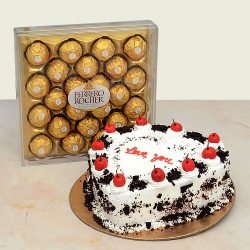 Delightful Love You Black Forest Cake N Ferrero Rocher Treat to Muvattupuzha