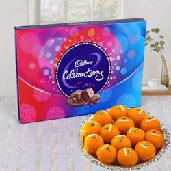 Combo of Cadbury Celebrations with Laddoo from Haldiram / Reputed Shop to Perumbavoor