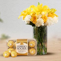 Luxe Ferrero Rocher Treats N Mixed Flowers Bonanza to Perumbavoor