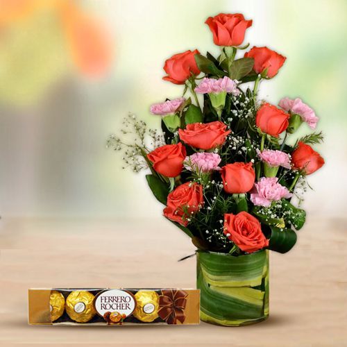 Fresh Flowers N Ferrero Rocher Elegance Combo to Tirur