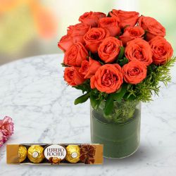 Divine Roses N Ferrero Rocher Gift Combo to Kanjikode