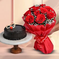 Romantic Red Roses n Cake Combo