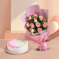 Valentine Rose & Cake Combo