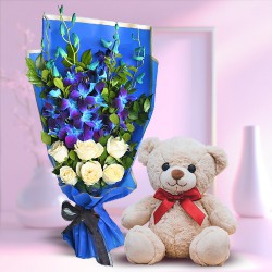 Charming Blue Bloom  N  Teddy Duo