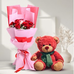 Sweetheart Surprise Bouquet  N  Teddy