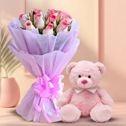 Womens Day Roses  N  Teddy Celebration