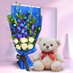 Roses, Orchids  N  Teddy Gift Set