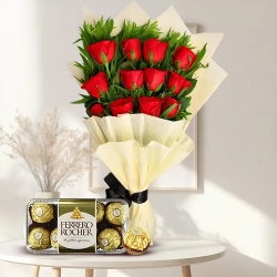 12 Red Roses and Rocher Combo