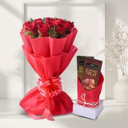 10 Red Roses and Chocolates Surprise