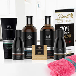 Exquisite Charcoal Mens Grooming Kit with Lindt Excellence Dark Chocolate to Palani