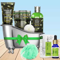 Fabulous Green Tea Bath Tub Home Spa Set with Essential Oil  N  Loofah to Alwaye