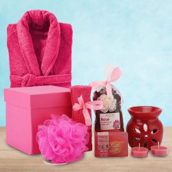 Charming Rose Soap Spa Gift Set with a Bathrobe to Muvattupuzha