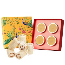 Glow with Kesar Skin Care Gift Box N Loofah Set to Alappuzha