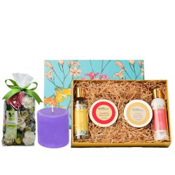 Amazing Bath and Body Care Gift Set with Pillar Candle n Potpourri to Alappuzha