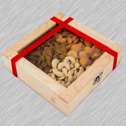Marvelous Wooden Gifts Box of Assorted Dry Fruits to Alappuzha