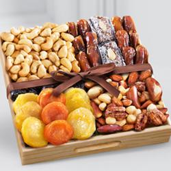 Special Snacks time Dry Fruits in a Wooden Tray to Lakshadweep