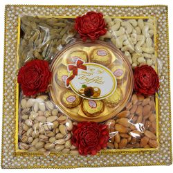 Festive Nutty Treat in Square Pearl Tray to Muvattupuzha