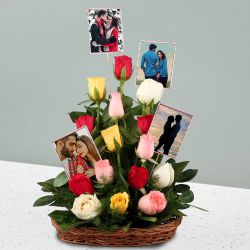 Stunning Arrangement of Mixed Roses n Personalized Pics to Ambattur