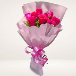 Expressive Pink Roses Bouquet with Tissue Wrap to Palani