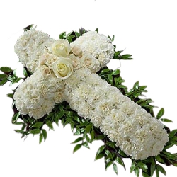 Stunning Cross Arrangement of White Flowers to Ambattur