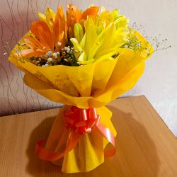 Fancy Yellow N Orange Asiatic Lilies Serenade to Kanjikode