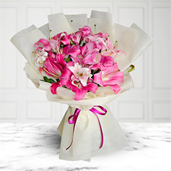 Enchanting Pink Lily Bouquet to Perintalmanna