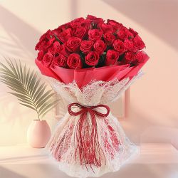 Elegant Roses Jute Wrapped Bouquet