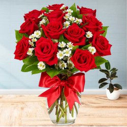 Blooming Love Bouquet of Dutch Red Roses to Ambattur