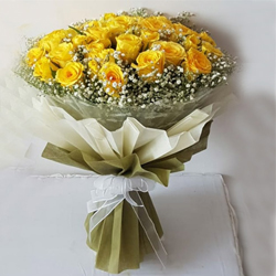 Brilliant 25 Yellow Roses Bouquet to Muvattupuzha