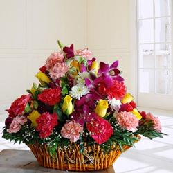 Exquisite Assorted Flowers Basket for 40th Birthday to Palani
