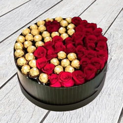Beautiful Luxury Box of Red Roses n Ferrero Rocher to Cooch Behar