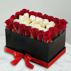 Delightful Love Duet of Roses with Ferrero Rocher to Marmagao