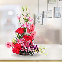 Designer Arrangement of 30 Exotic Flowers to Muvattupuzha